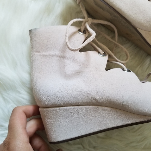 J Crew Pink Laila Lace Up Wedge Sandal 8 - Picture 4 of 10